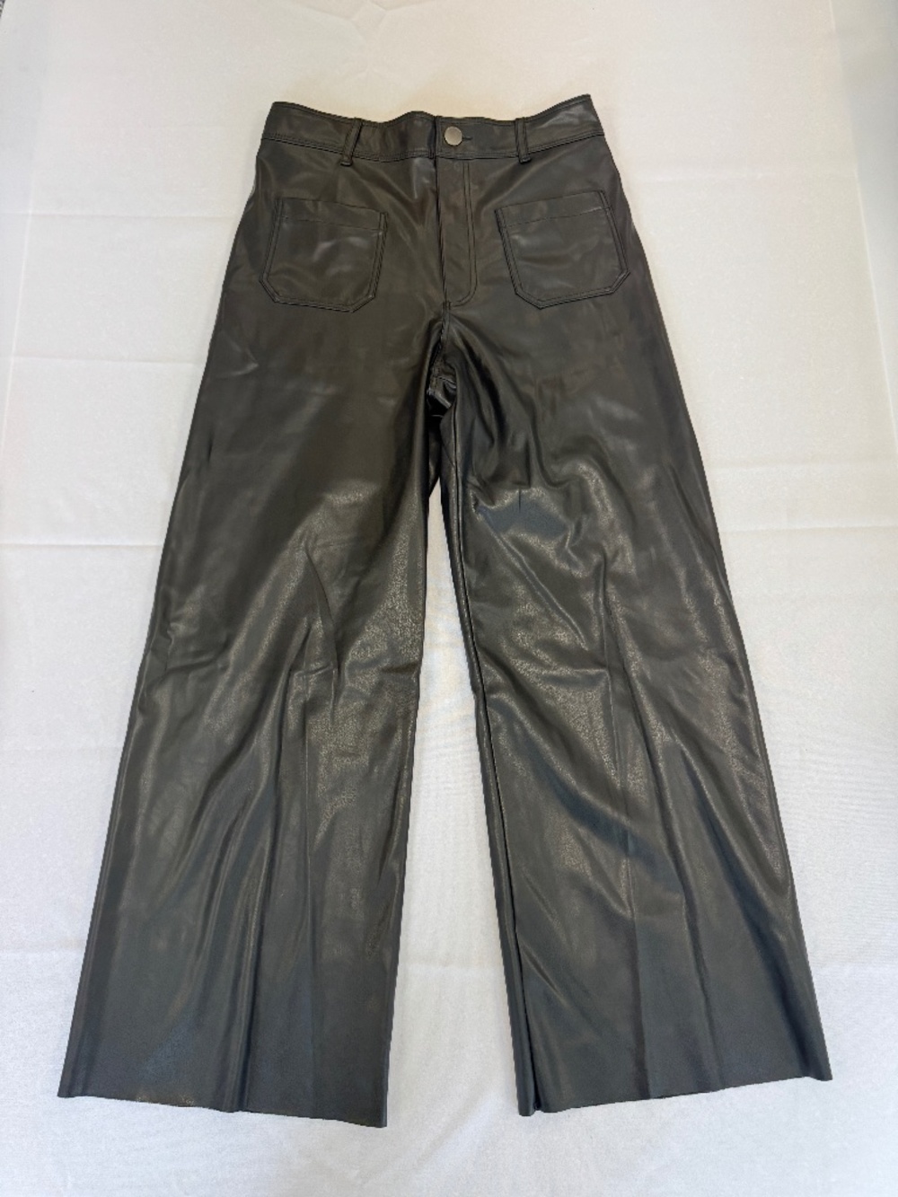 Zara Wide Leg Faux Leather Pants Black Size 8